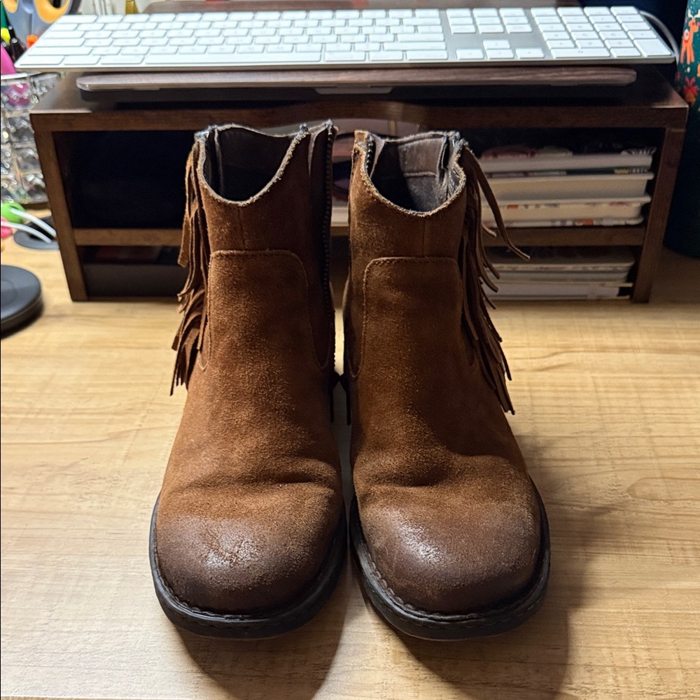Born Brown Suede Fringe Boots
